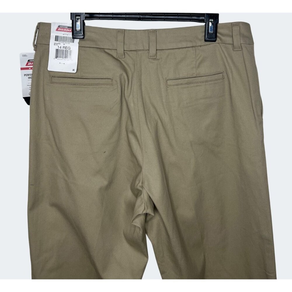 Genuine Dickies Womens Perfectly Slimming High Rise Pant Relaxed Fit Khaki 14R - Picture 15 of 16